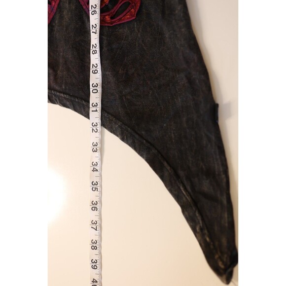 Women’s Asymmetrical Tank Top Embroidered Floral Patches Hippie Boho Beachy - Picture 3 of 12